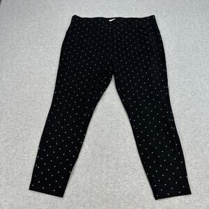 Philosophy Leggings SZ 2X Black Silver Polka Dot Pull On Soft Stretch High Rise